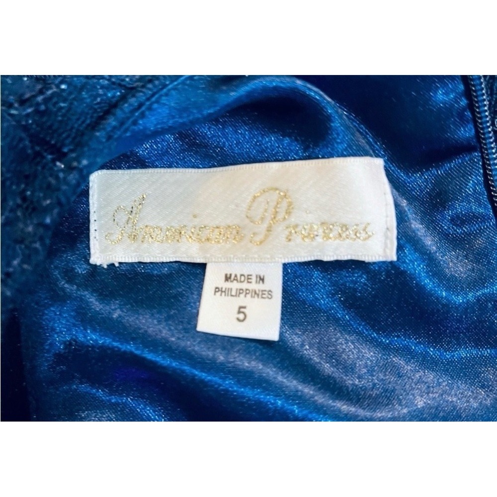 American Princess Girls Size 5 Navy Blue Lace Special Occasion Dress - Picture 11 of 11